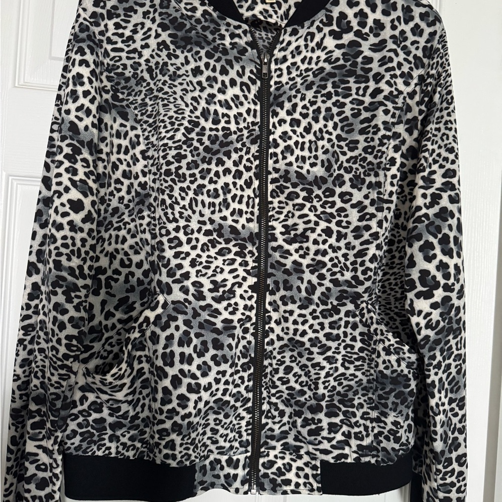 Kori Black and White Leopard Bomber Jacket